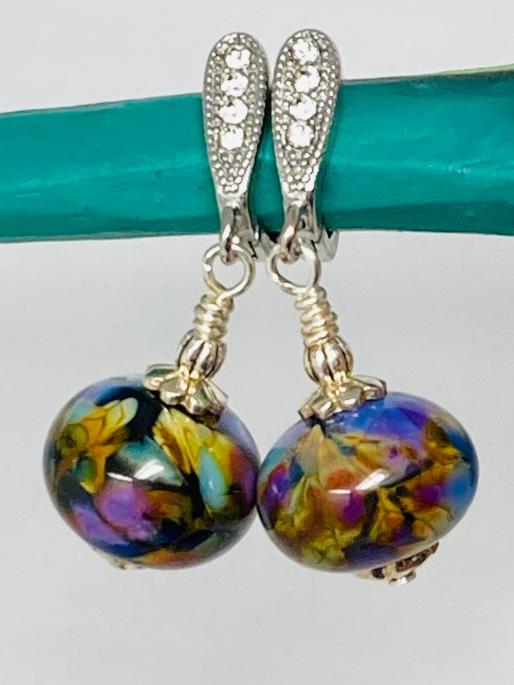Multi colored Lampwork earrings